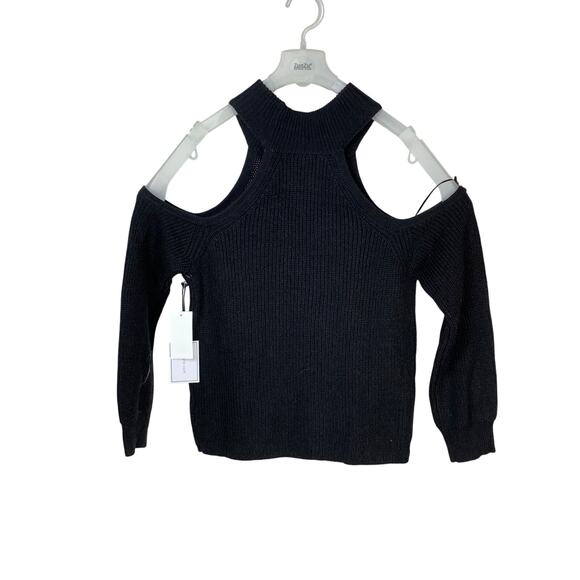 1. STATE Black Open Cold Shoulder Rib Knit Halter Neck Sweater S NWT - Picture 3 of 7